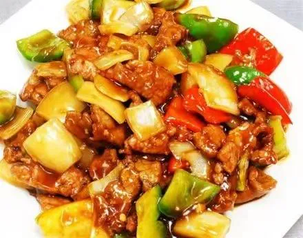 Stir‑fried meat with green pepper, onion and sauce at Zheng's Chinese Kitchen，a Chinese Restaurant in Goodyear